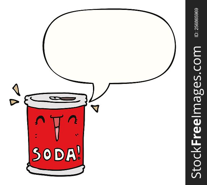Cartoon Soda Can And Speech Bubble