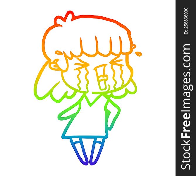 rainbow gradient line drawing of a cartoon woman