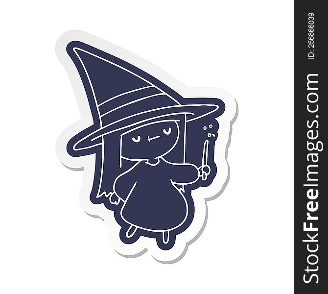 Cartoon Sticker Of A Cute Kawaii Witch Girl