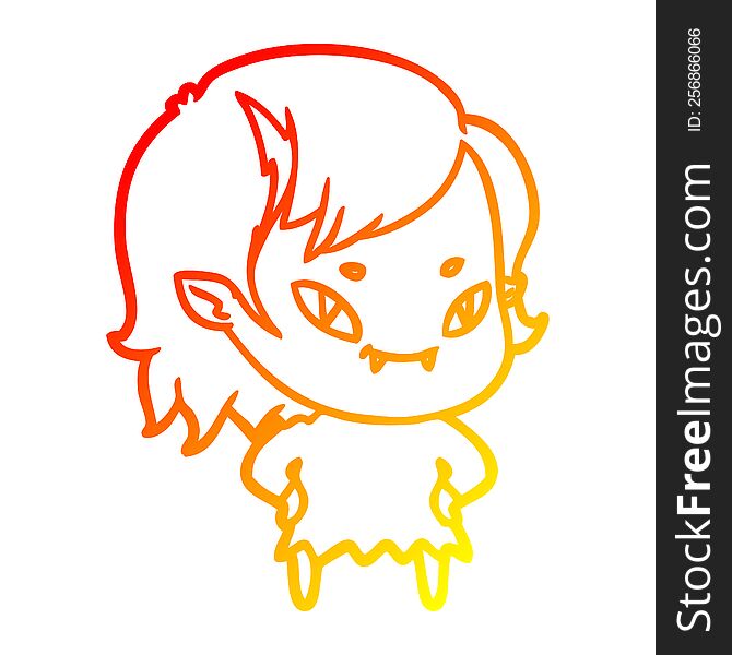 Warm Gradient Line Drawing Cartoon Friendly Vampire Girl