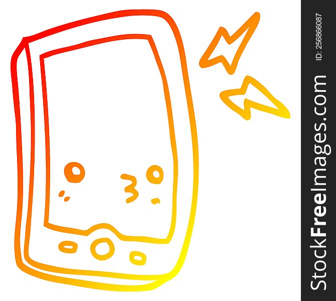 Warm Gradient Line Drawing Cartoon Mobile Phone