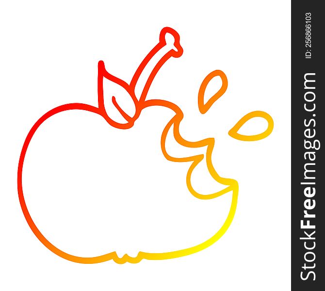 warm gradient line drawing of a cartoon juicy bitten apple