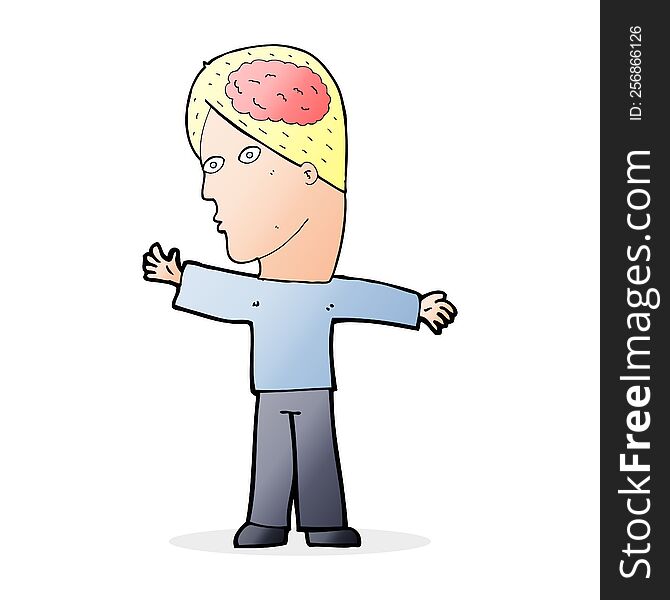 Cartoon Man With Brain