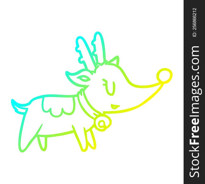cold gradient line drawing of a christmas reindeer