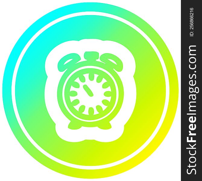 alarm clock circular icon with cool gradient finish. alarm clock circular icon with cool gradient finish