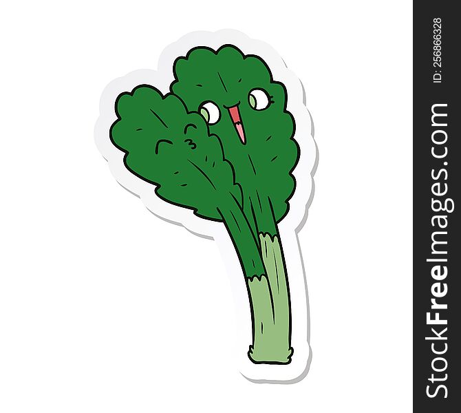 Sticker Of A Cartoon Salad Leaves