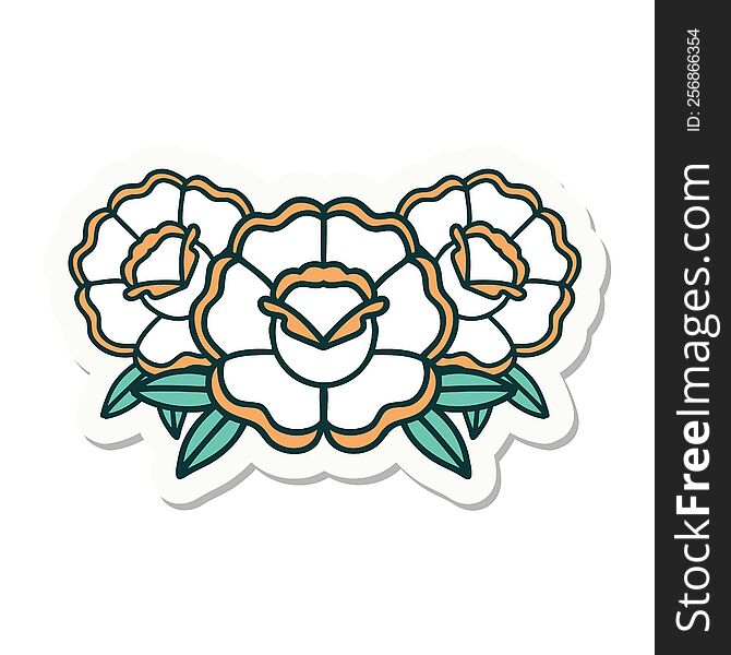 sticker of tattoo in traditional style of a bouquet of flowers. sticker of tattoo in traditional style of a bouquet of flowers