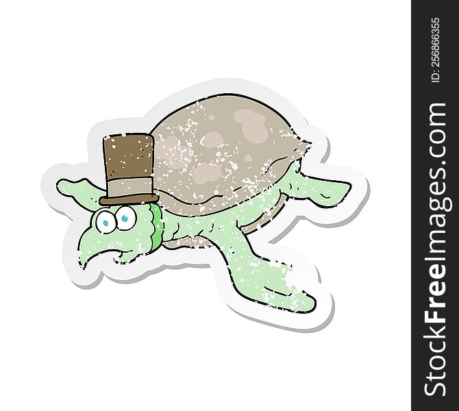 retro distressed sticker of a cartoon turtle
