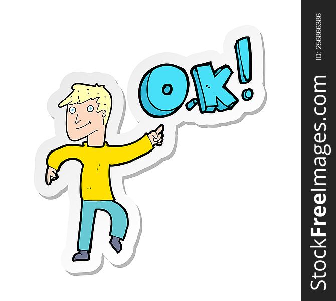 Sticker Of A Cartoon Man Thinking OK