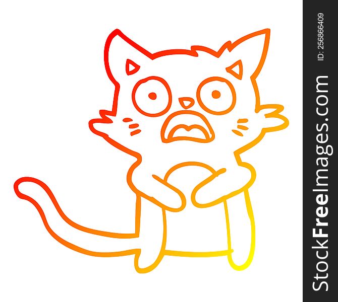 Warm Gradient Line Drawing Cartoon Horrified Cat