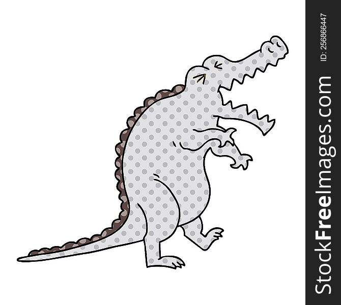 Quirky Comic Book Style Cartoon Crocodile