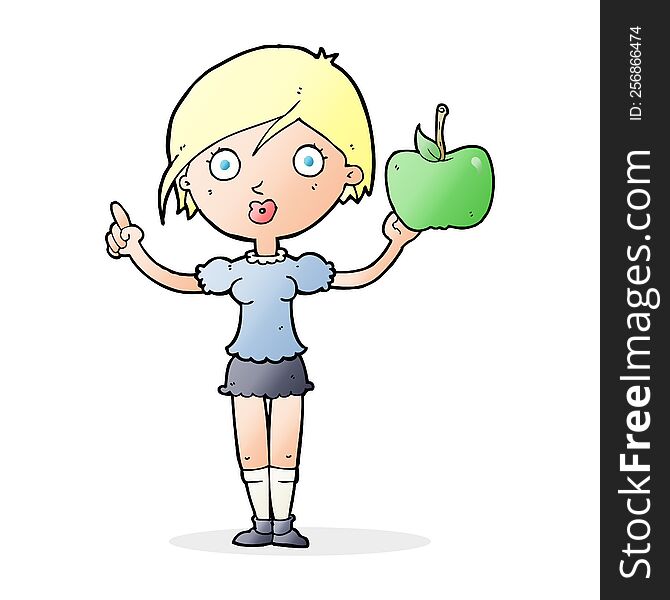 Cartoon Woman Talking About Health Food