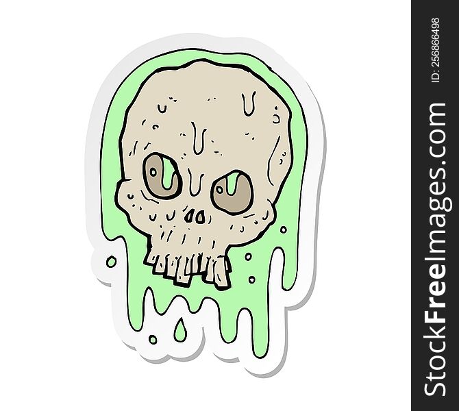 sticker of a cartoon slimy skull
