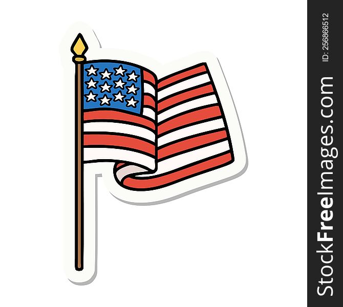 sticker of tattoo in traditional style of the american flag. sticker of tattoo in traditional style of the american flag