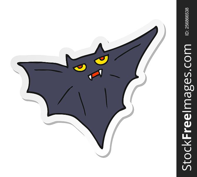 Sticker Of A Cartoon Halloween Bat