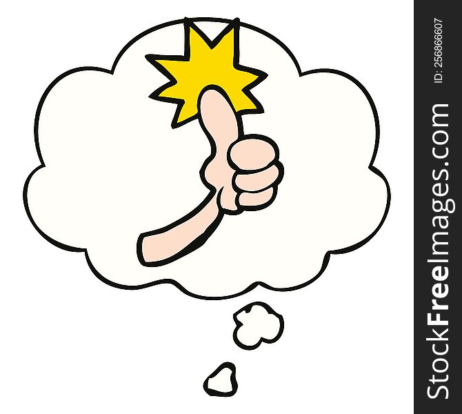 cartoon thumbs up sign with thought bubble. cartoon thumbs up sign with thought bubble