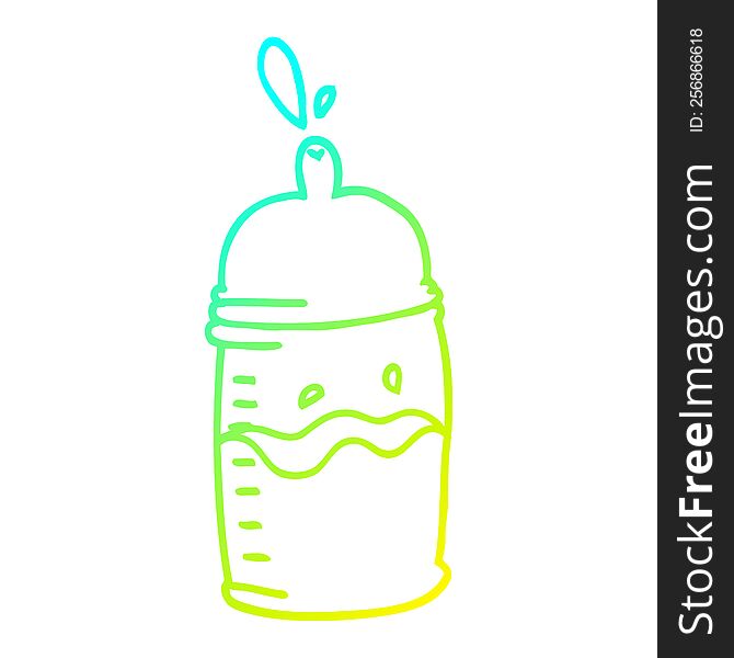cold gradient line drawing of a cartoon baby bottle