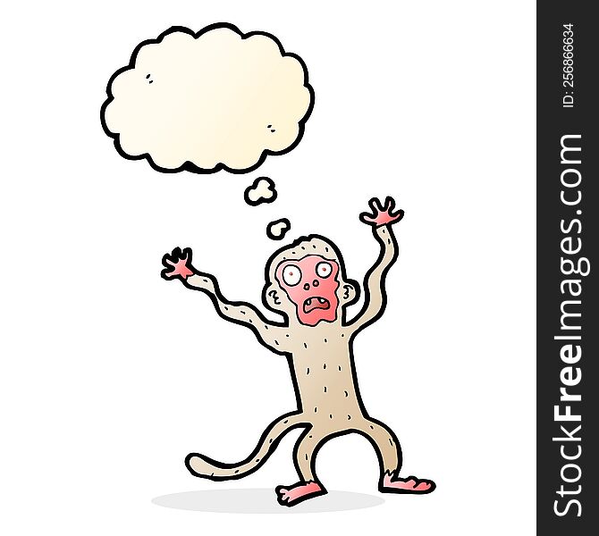 Cartoon Frightened Monkey With Thought Bubble