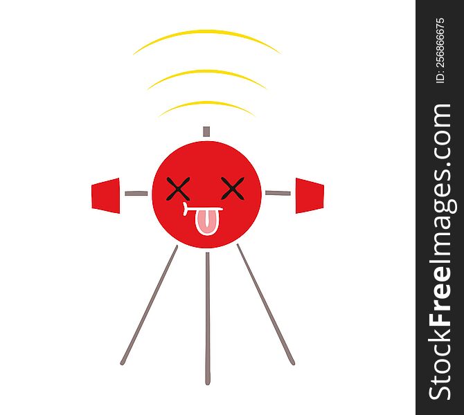 flat color retro cartoon satellite