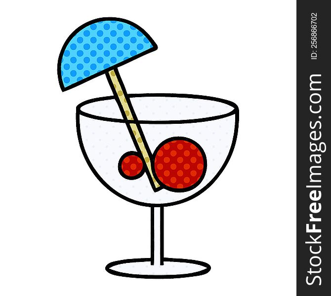 comic book style cartoon of a fancy cocktail