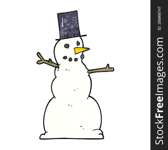freehand textured cartoon snowman