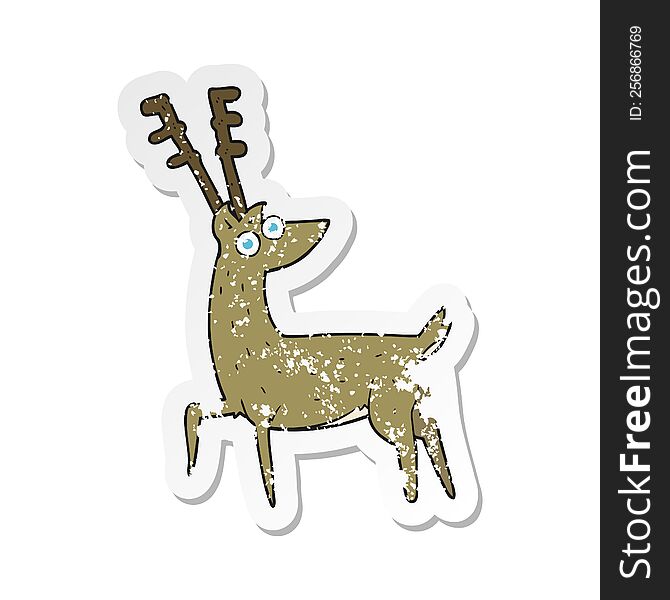 retro distressed sticker of a cartoon stag