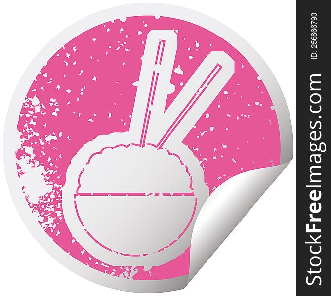 distressed sticker icon illustration of a rice bowl. distressed sticker icon illustration of a rice bowl