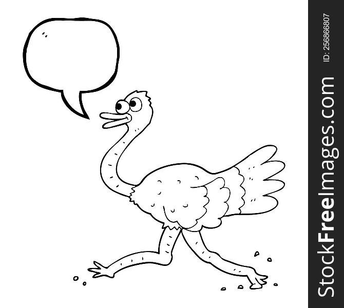 freehand drawn speech bubble cartoon ostrich