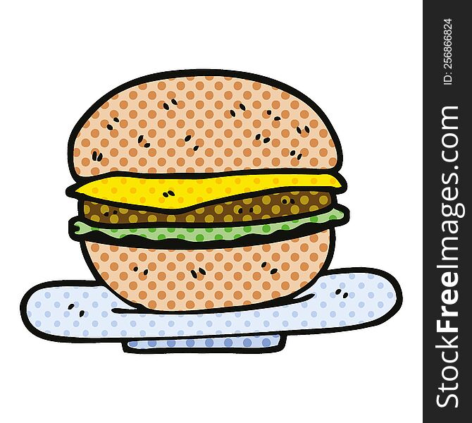 Comic Book Style Cartoon Burger