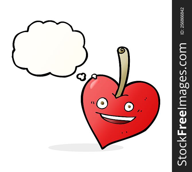 cartoon love heart apple with thought bubble
