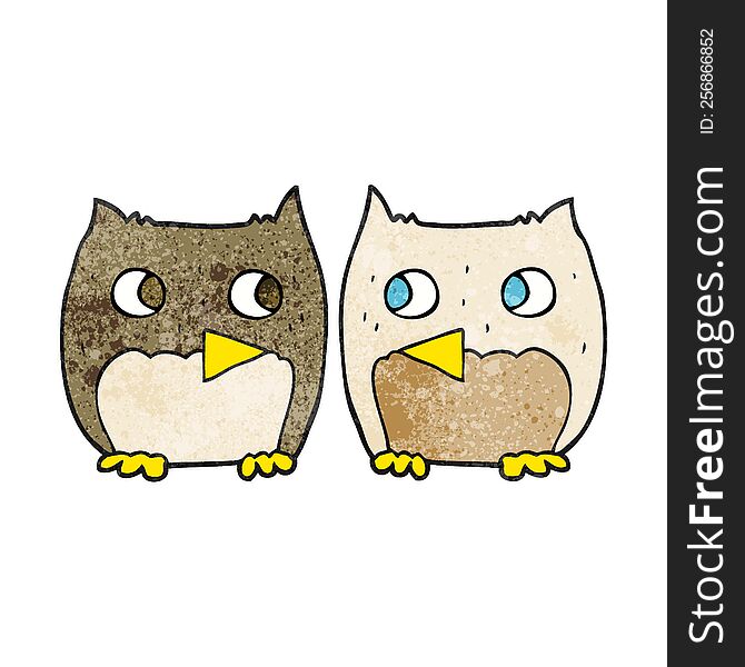 freehand textured cute cartoon owls. freehand textured cute cartoon owls