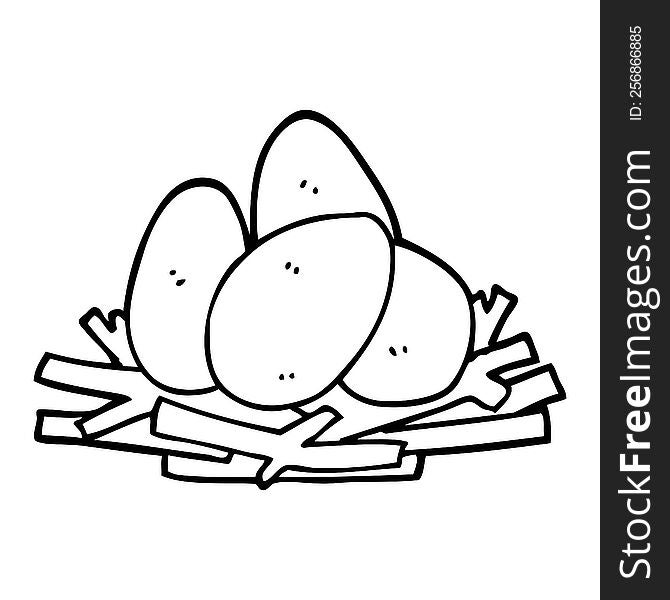 cartoon eggs in nest