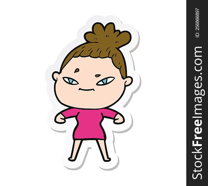 Sticker Of A Cartoon Woman