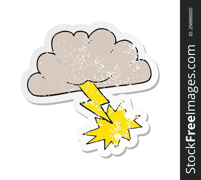 retro distressed sticker of a cartoon storm cloud