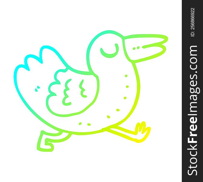 cold gradient line drawing of a cartoon bird