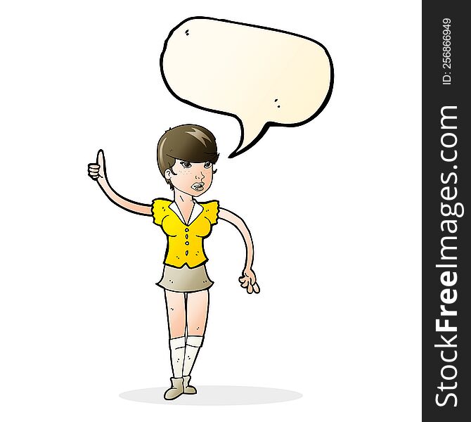 Cartoon Pretty Girl Asking Question With Speech Bubble