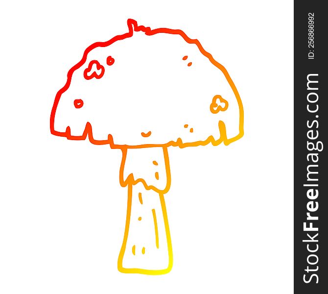 Warm Gradient Line Drawing Cartoon Mushroom