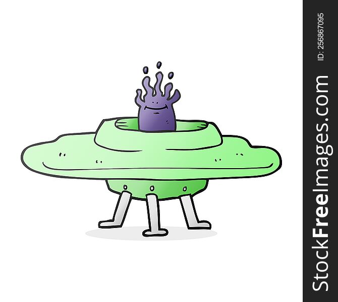 freehand drawn cartoon flying saucer