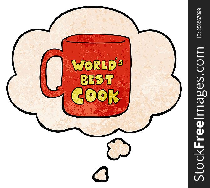 Worlds Best Cook Mug And Thought Bubble In Grunge Texture Pattern Style