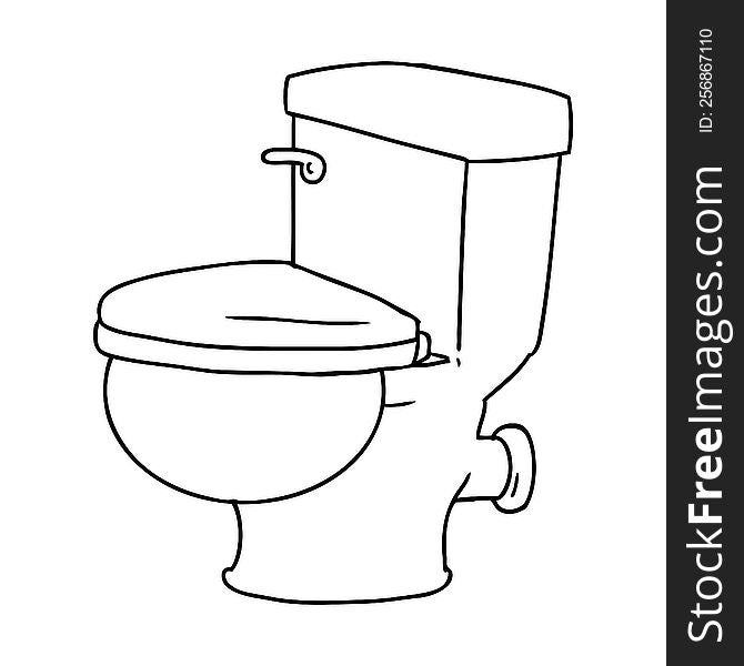 Line Drawing Doodle Of A Bathroom Toilet