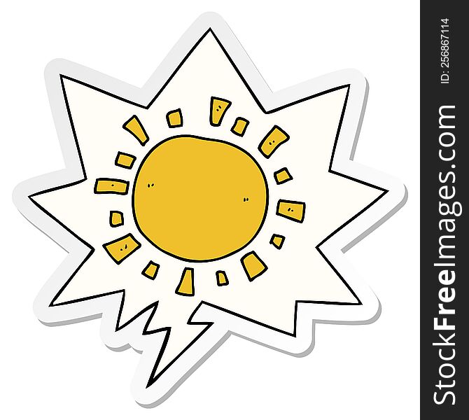 cartoon sun with speech bubble sticker. cartoon sun with speech bubble sticker