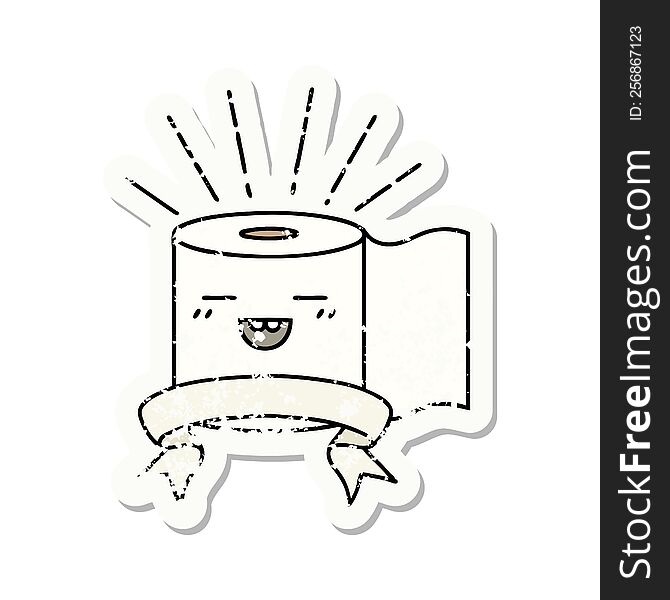Grunge Sticker Of Tattoo Style Toilet Paper Character
