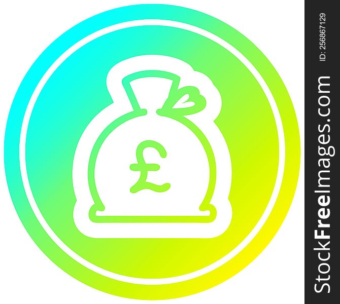 money sack circular icon with cool gradient finish. money sack circular icon with cool gradient finish