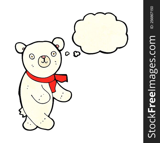 Cute Cartoon Polar Teddy Bear With Thought Bubble