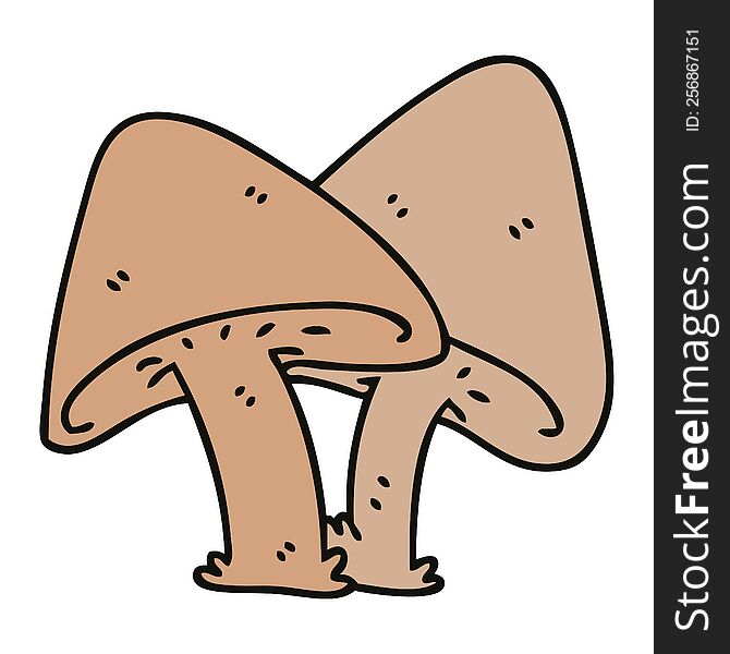 Quirky Hand Drawn Cartoon Mushrooms