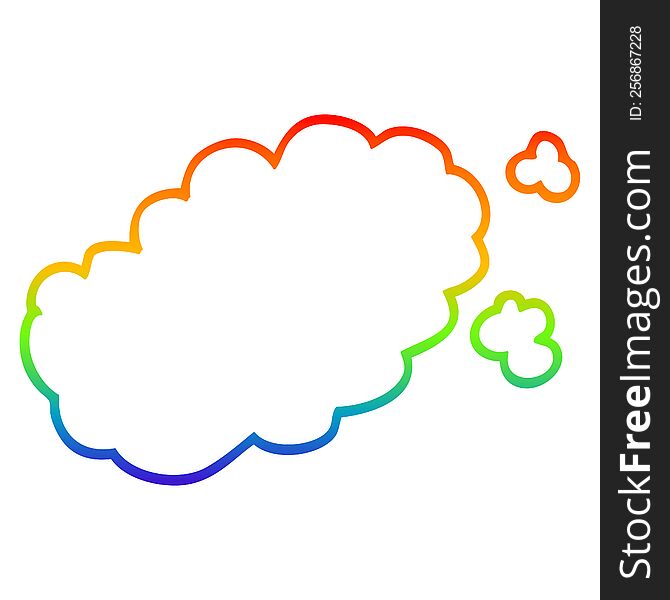 rainbow gradient line drawing of a cartoon puff of smoke