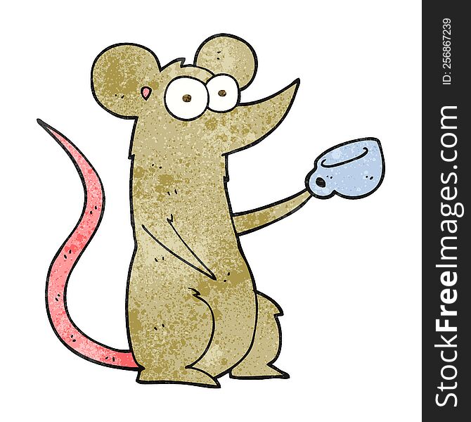Textured Cartoon Mouse With Coffee Cup