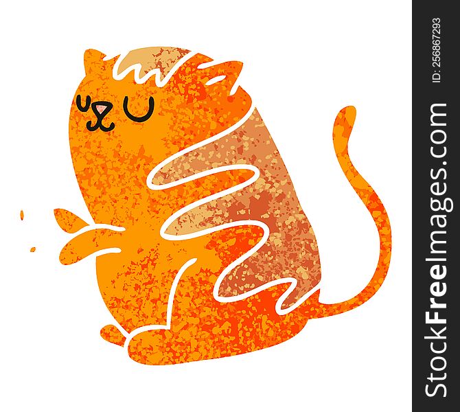 Quirky Retro Illustration Style Cartoon Cat