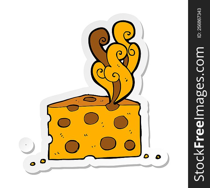 sticker of a cartoon smelly cheese