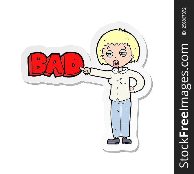 Sticker Of A Cartoon Woman Judging